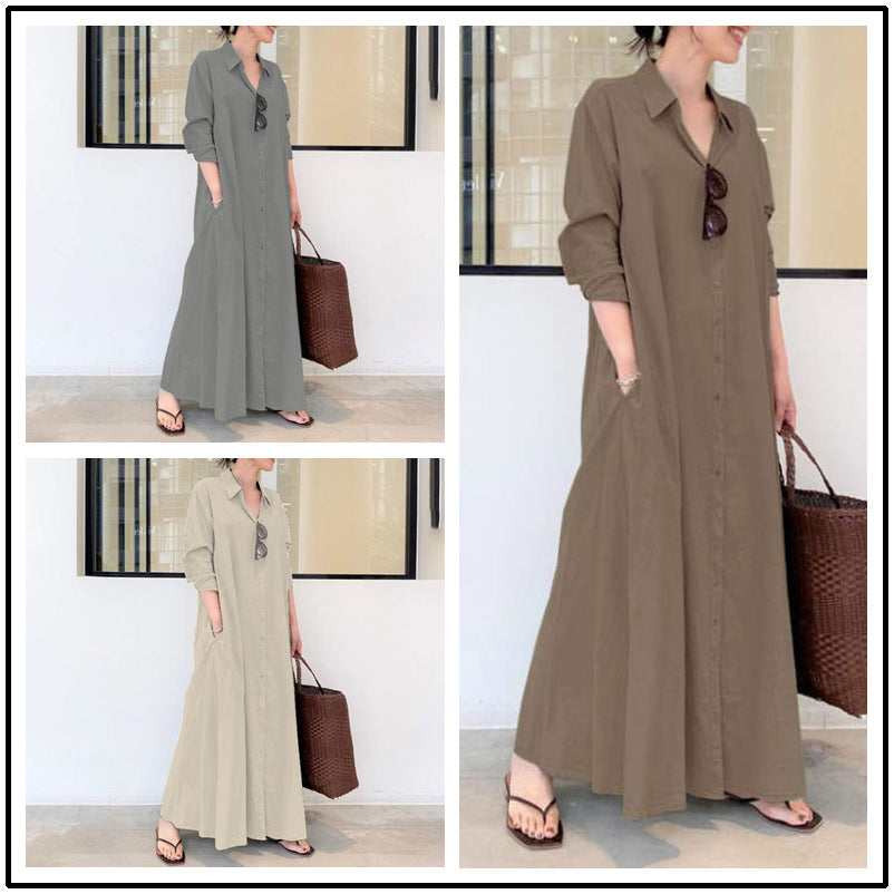 Eugénie - Robe élégante à manches longues unie
