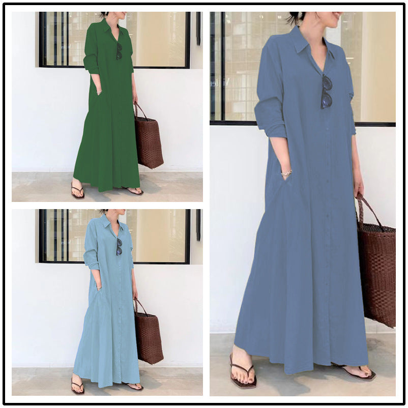 Eugénie - Robe élégante à manches longues unie