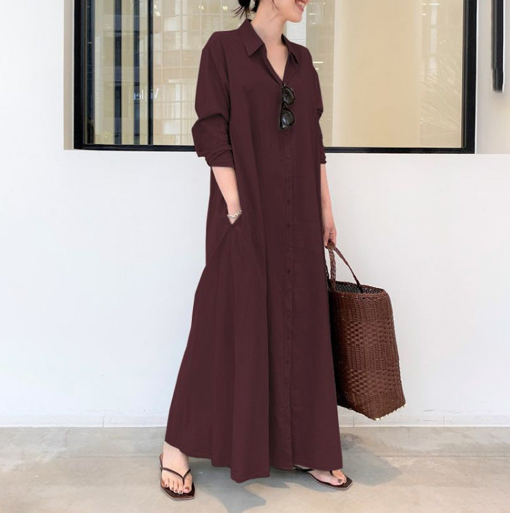 Eugénie - Robe élégante à manches longues unie