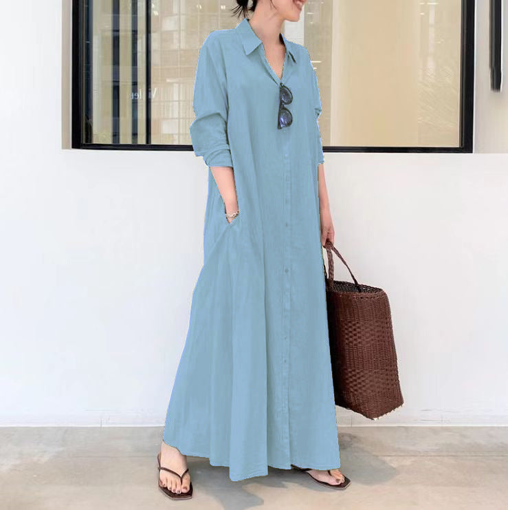 Eugénie - Robe élégante à manches longues unie