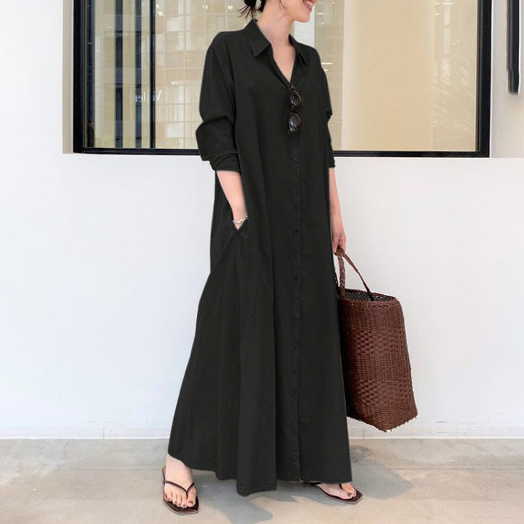 Eugénie - Robe élégante à manches longues unie