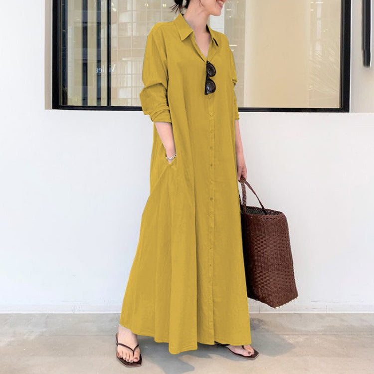 Eugénie - Robe élégante à manches longues unie