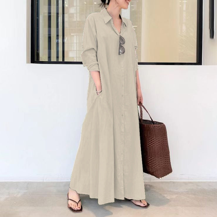 Eugénie - Robe élégante à manches longues unie