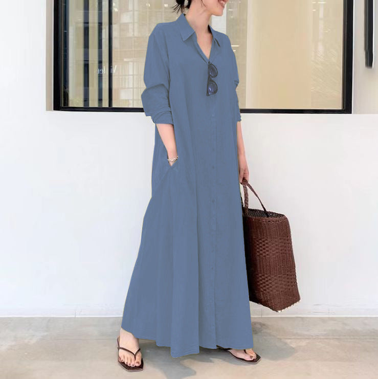 Eugénie - Robe élégante à manches longues unie