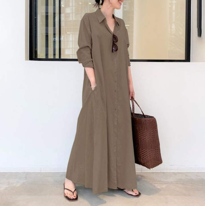 Eugénie - Robe élégante à manches longues unie