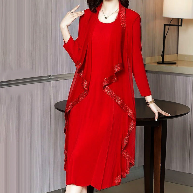 Bénédicte - New retro fall dress set Rouge