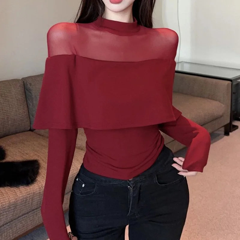 Barbara – T-shirt Rouge Décontracté Femme Look Moderne au Quotidien 2