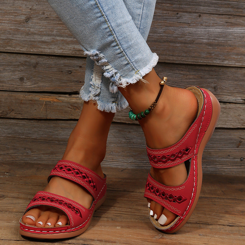 Baya - Sandales Femme Confort et soutien Tous les jours Rouge