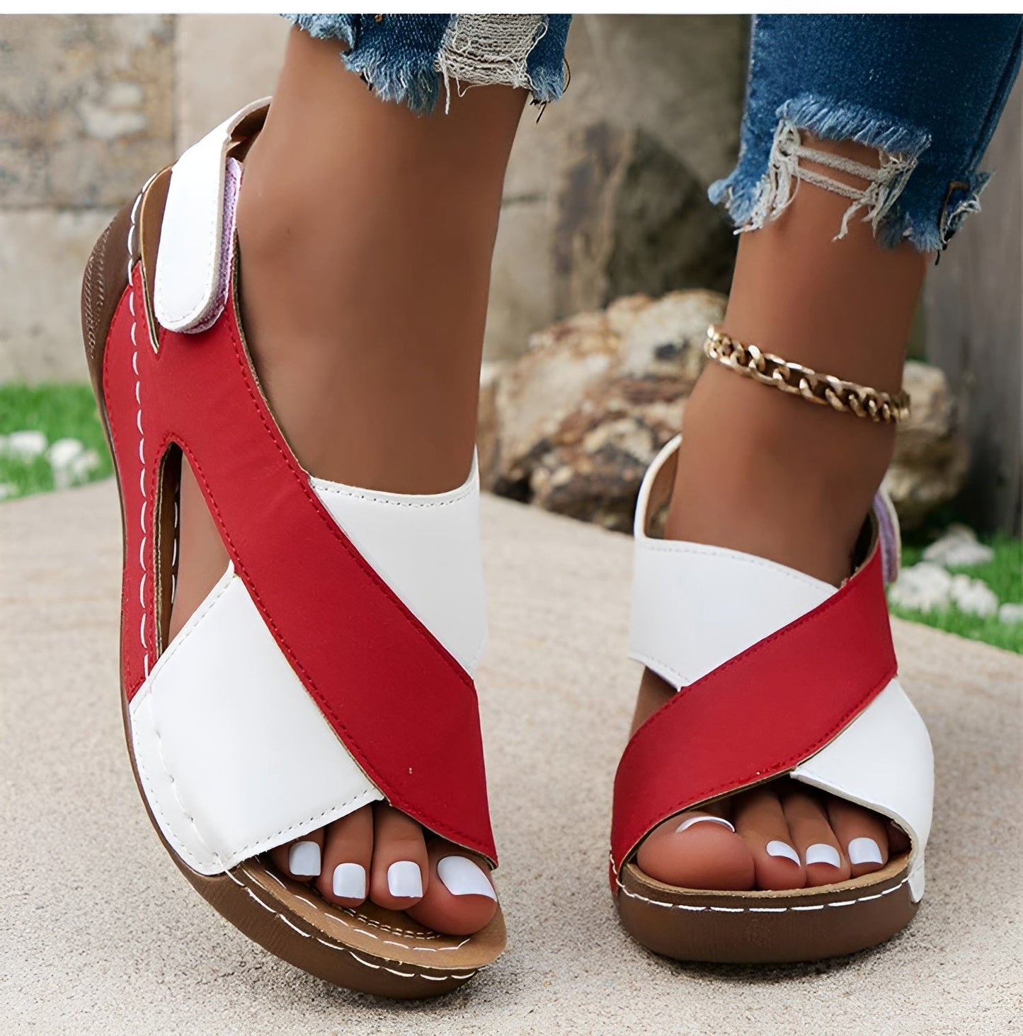 Belinda - Sandales orthopédiques pour femmes Confort et style Rouge