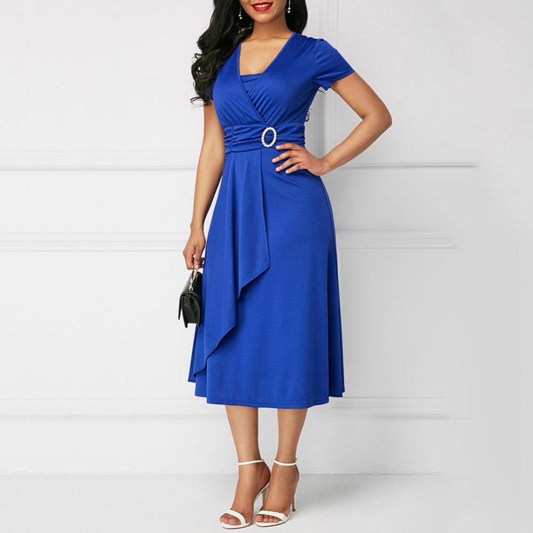 Beline - Robe midi élégante Bleu