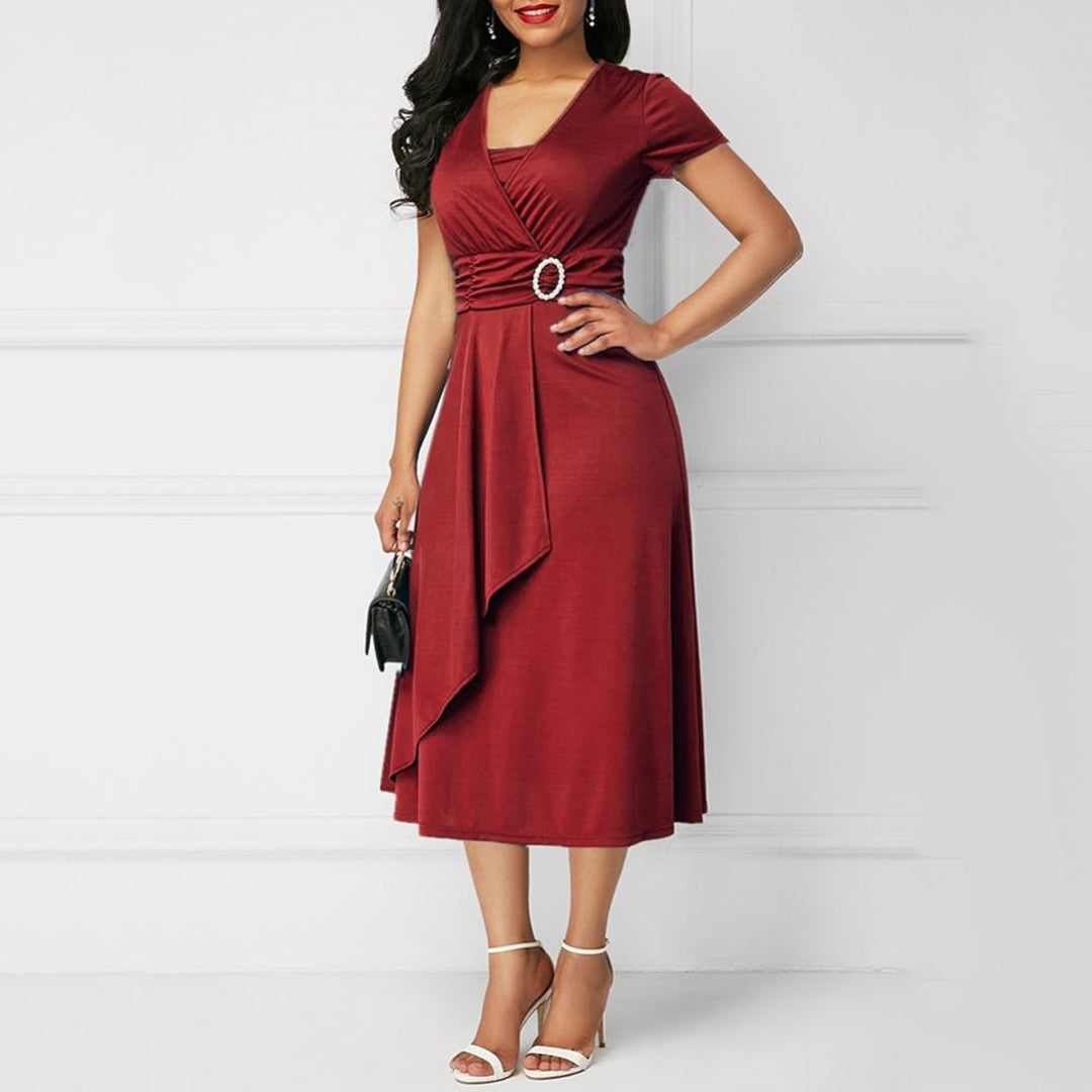 Beline - Robe midi élégante Rouge