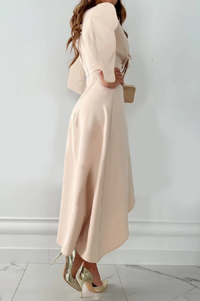 Belma - Elégante robe plissée unie Kaki