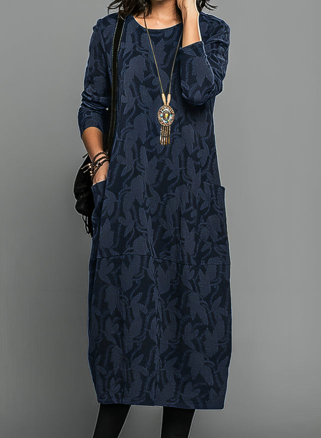 Belva - Robe d'hiver décontractée à col rond Bleu