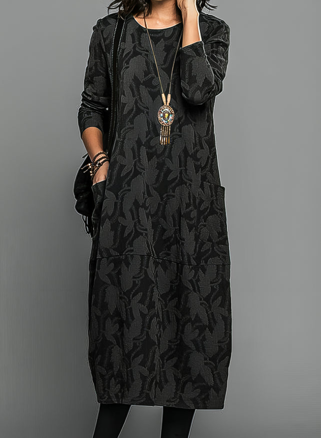 Belva - Robe d'hiver décontractée à col rond Noir