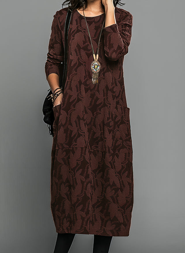 Belva - Robe d'hiver décontractée à col rond Rouge