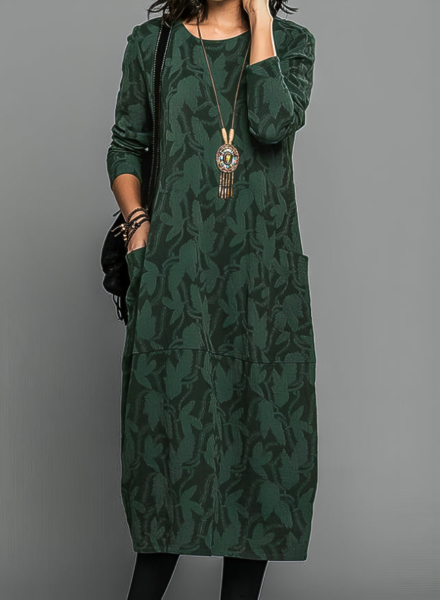 Belva - Robe d'hiver décontractée à col rond Vert