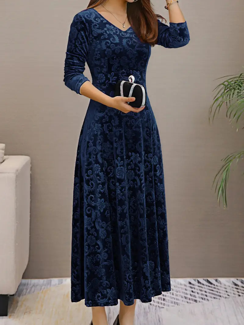 Bernadette - Robe élégante évasée Bleu