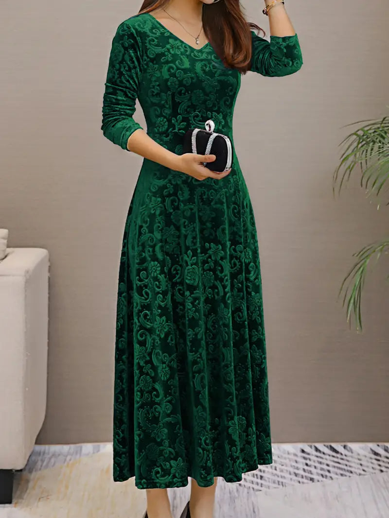 Bernadette - Robe élégante évasée Vert