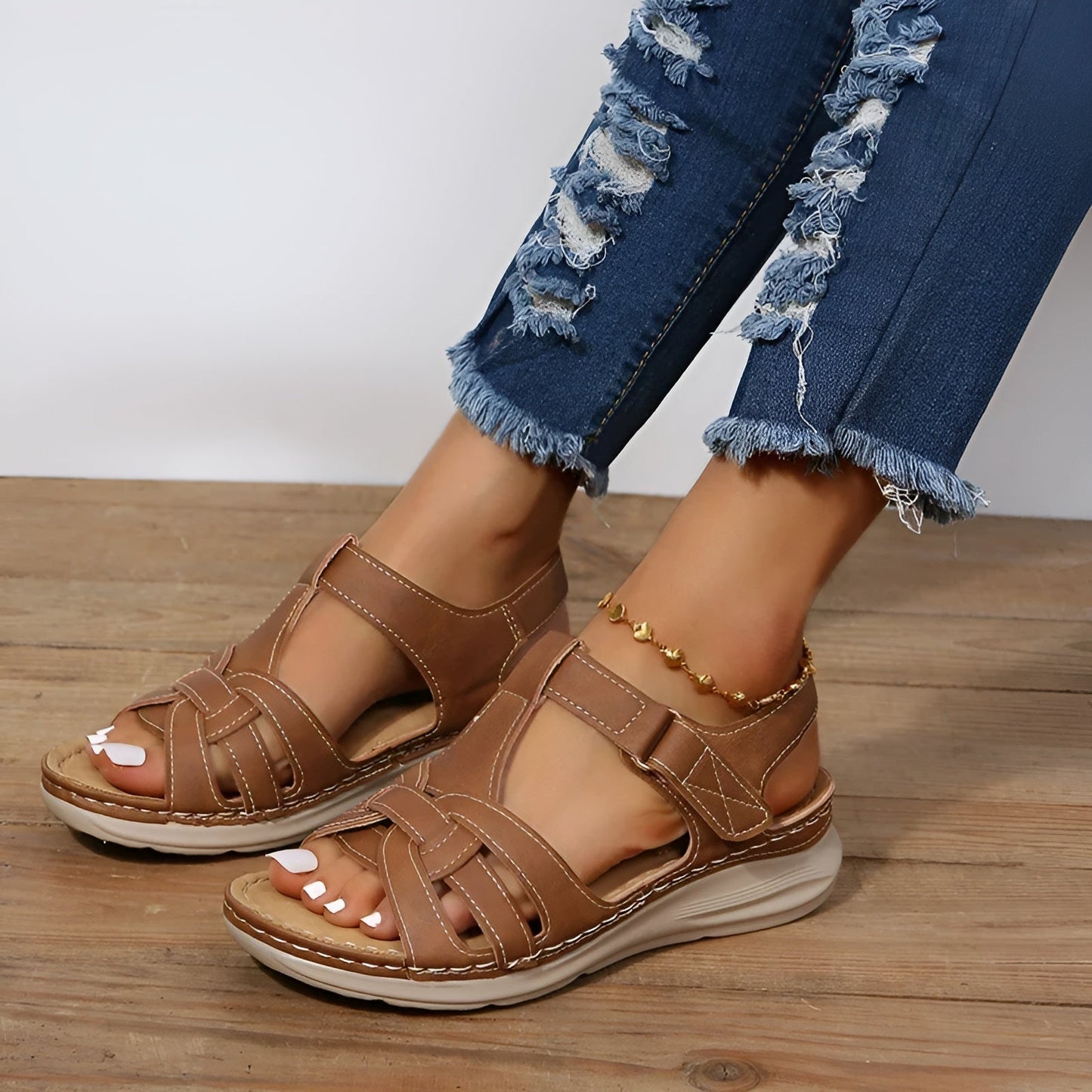 Bertha - Sandales orthopédiques pour le style et le confort Marron