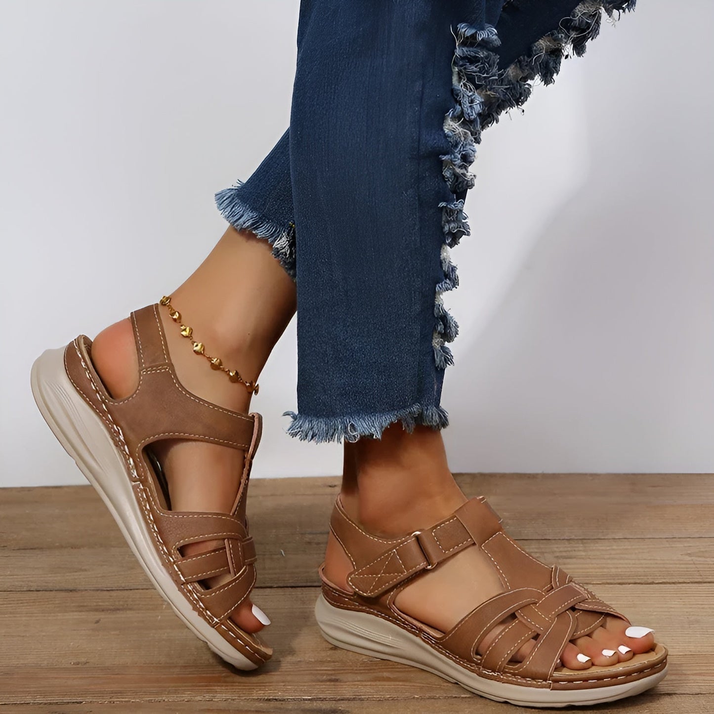 Bertha - Sandales orthopédiques pour le style et le confort Marron