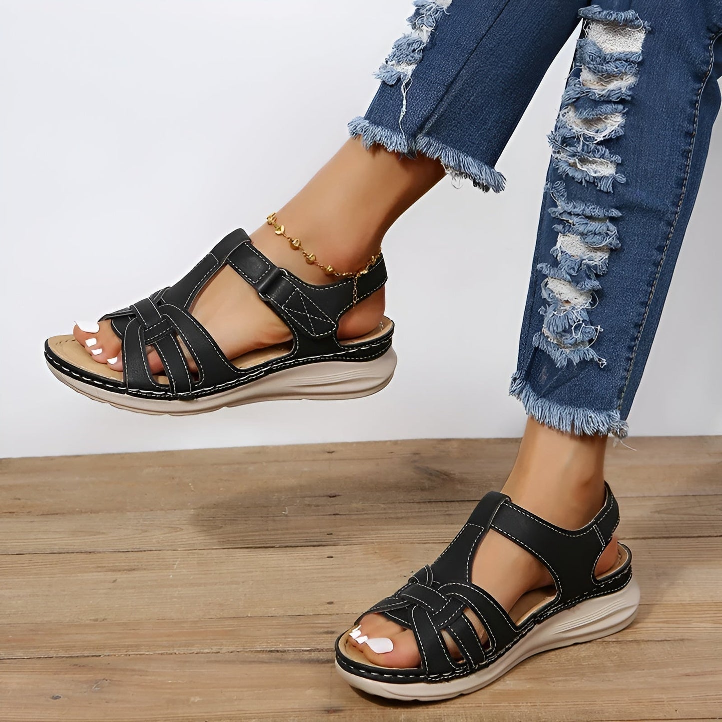 Bertha - Sandales orthopédiques pour le style et le confort Noir