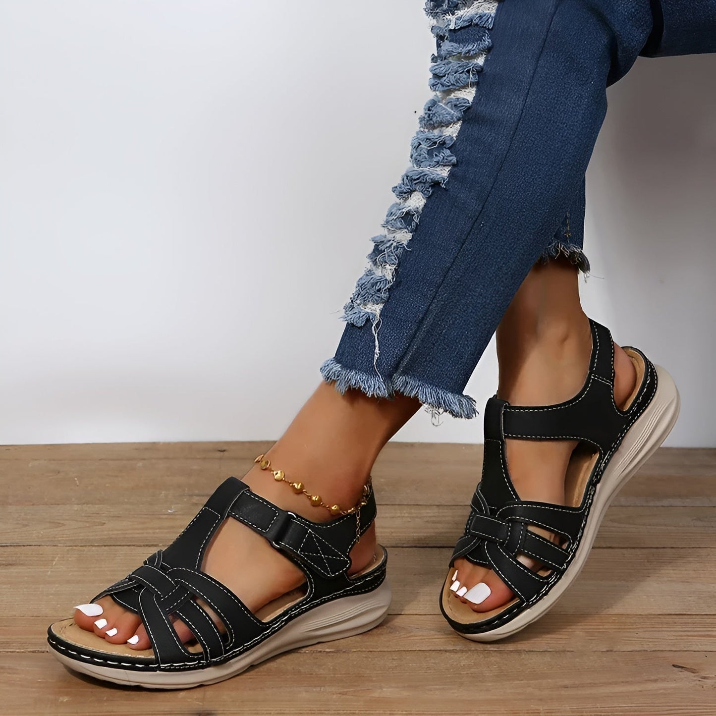 Bertha - Sandales orthopédiques pour le style et le confort Noir