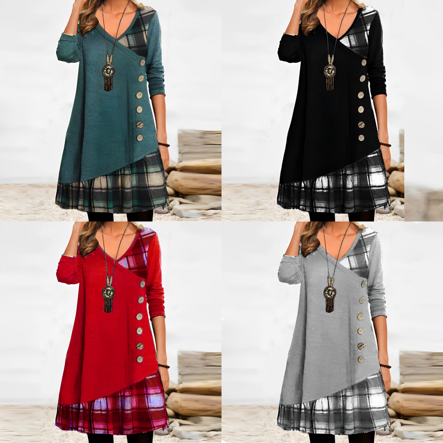 Bethsabée - Robe à carreaux géométriques