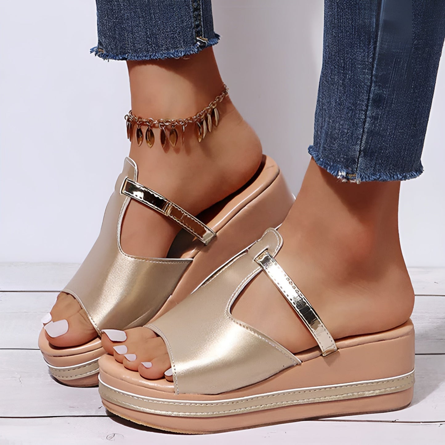 Bianca - Sandales orthopédiques Femme Confort & Style élégant L,or