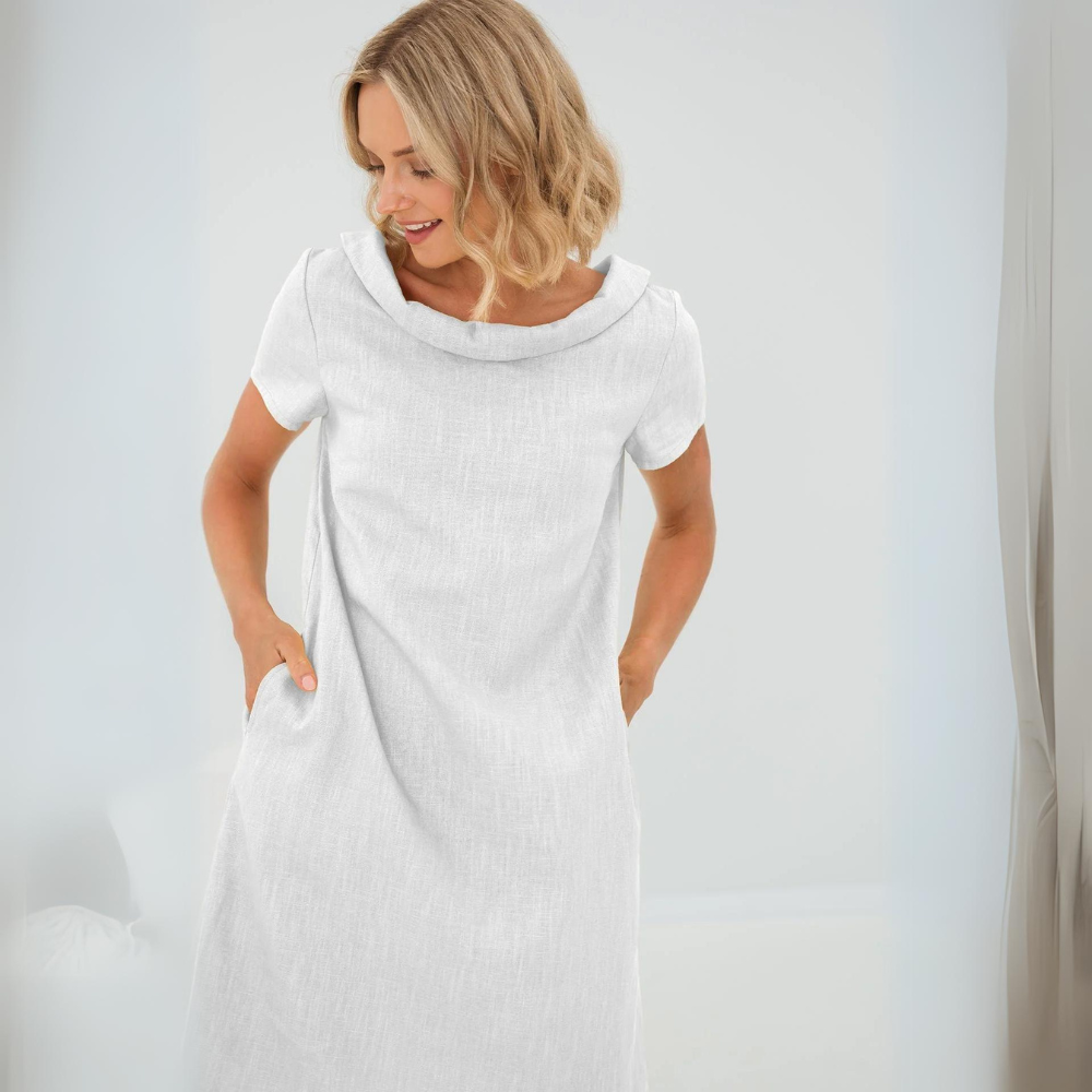 Bria - Robe d'été élégante en lin Blanc