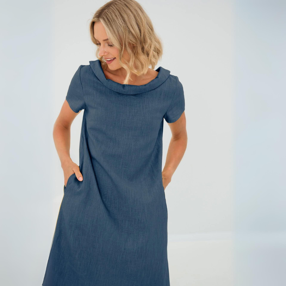 Bria - Robe d'été élégante en lin Bleu