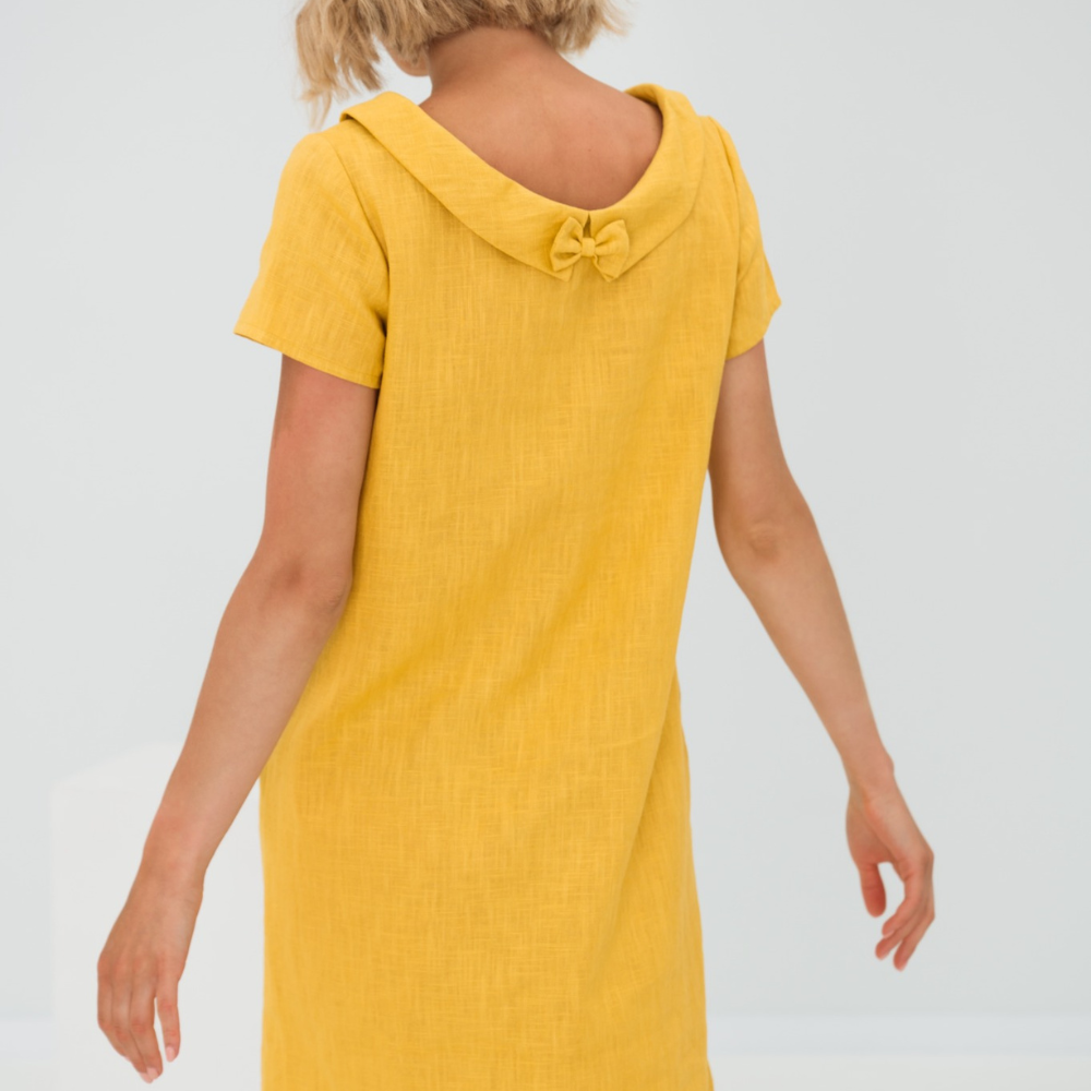 Bria - Robe d'été élégante en lin Jaune