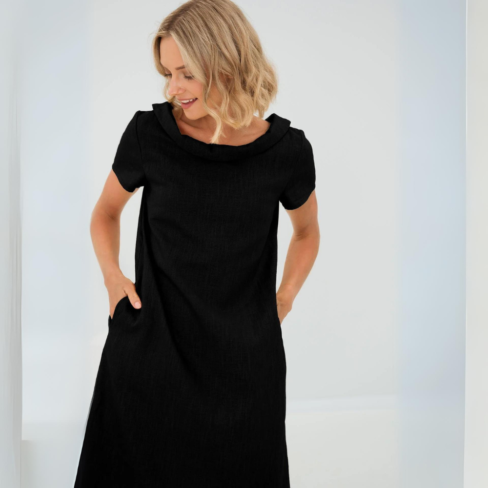 Bria - Robe d'été élégante en lin Noir