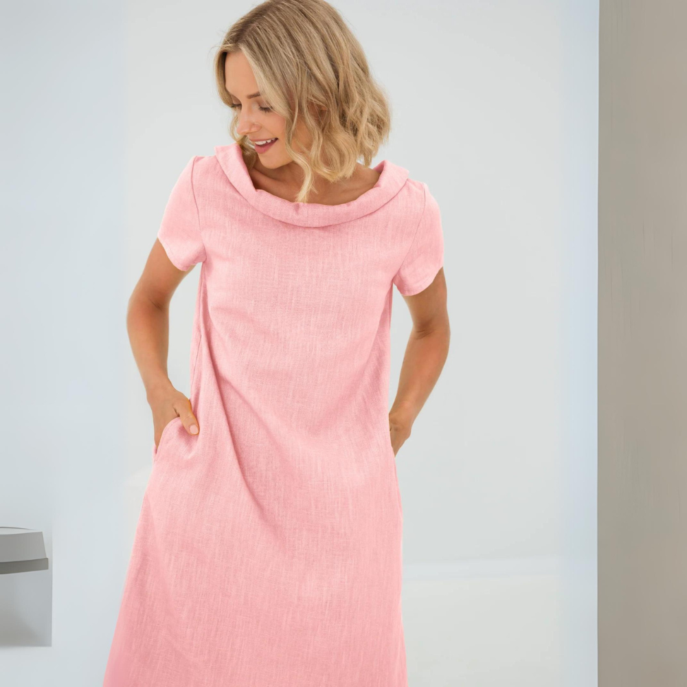 Bria - Robe d'été élégante en lin Rose