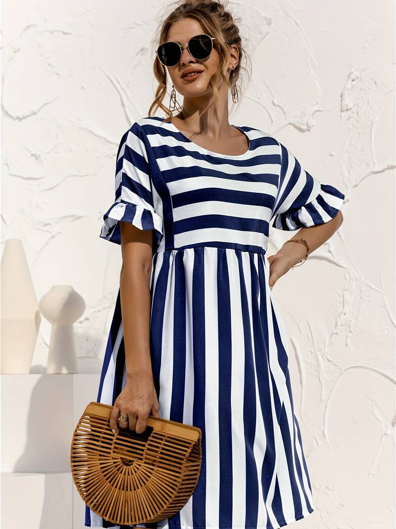 Brida - Robe courte rayée Bleu
