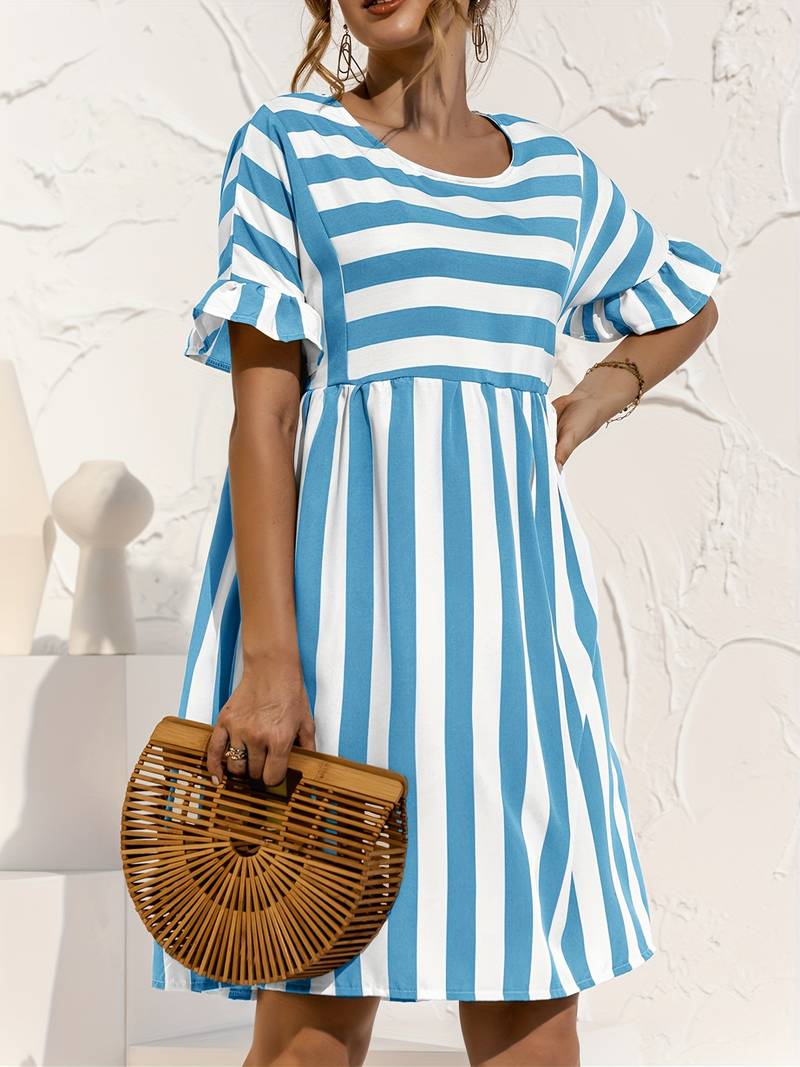 Brida - Robe courte rayée Bleu ciel