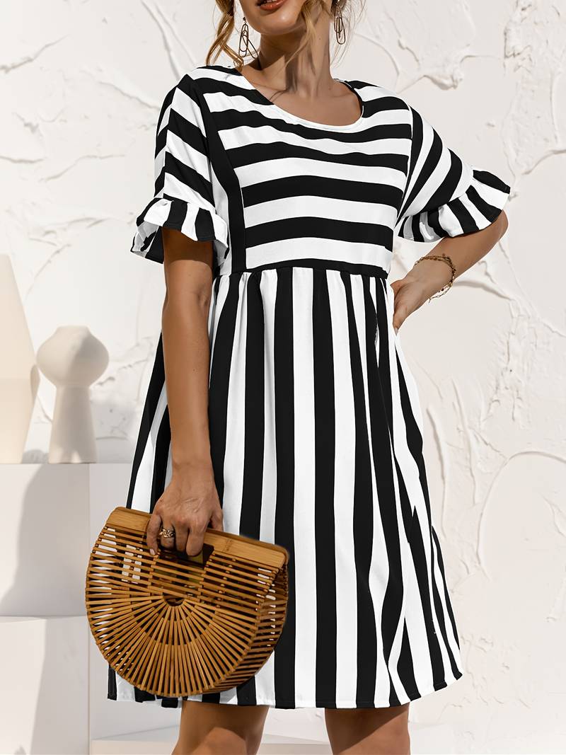 Brida - Robe courte rayée Noir