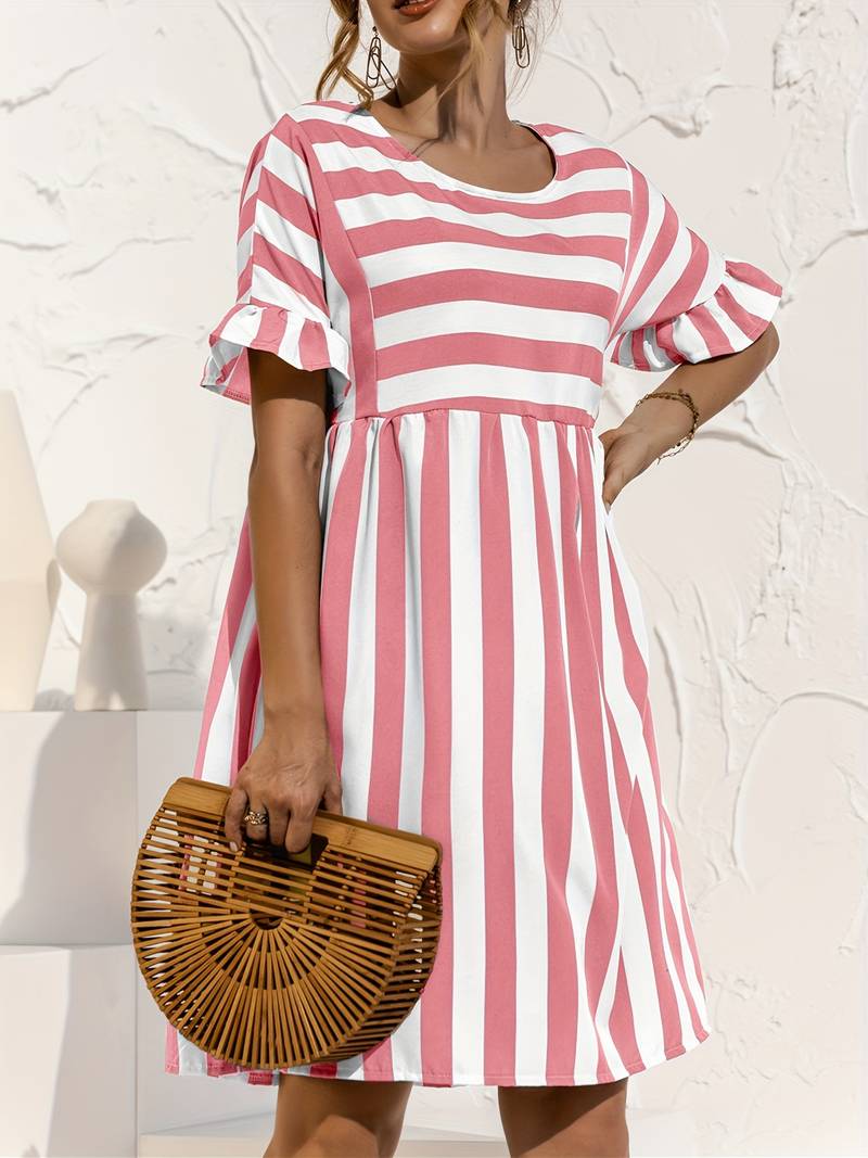 Brida - Robe courte rayée Rose