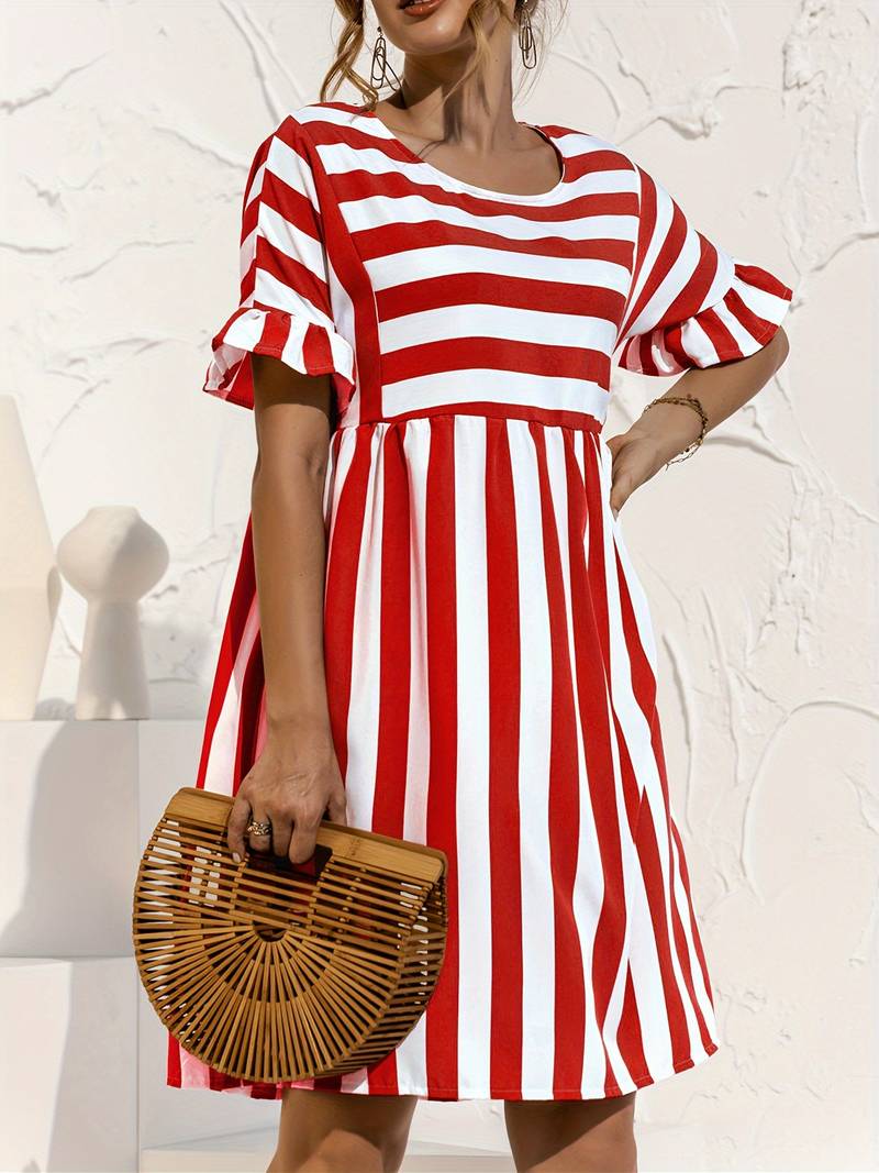 Brida - Robe courte rayée Rouge