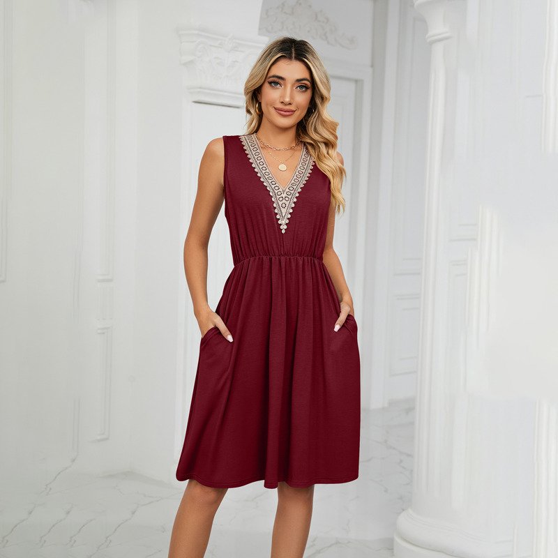 Brinda - Robe patchwork en dentelle vintage Prix normal Bourgogne