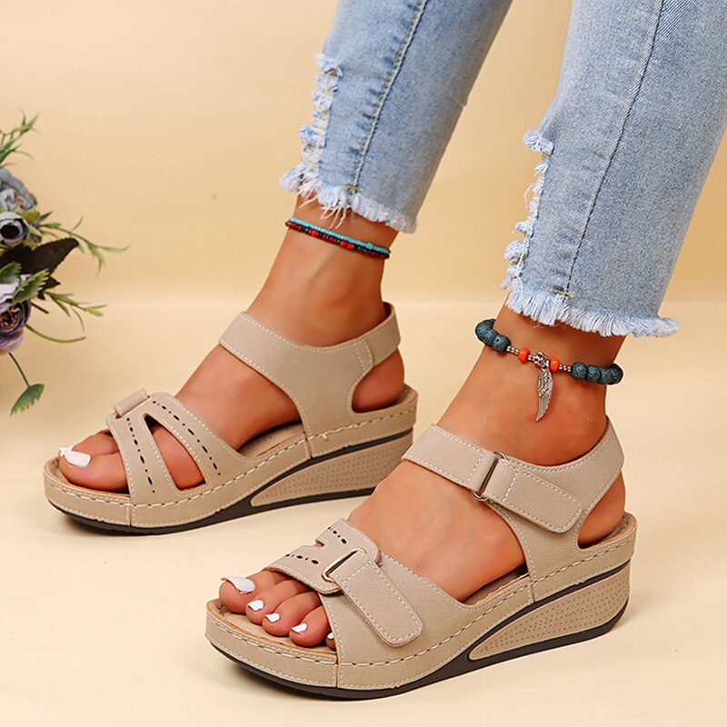 Brisa - Sandales orthopédiques Confortables et élégantes Beige