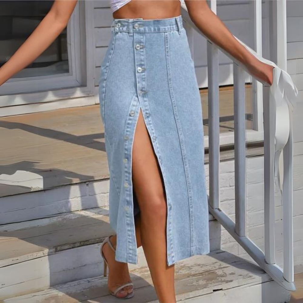 Célestine – Jupe en Jean Élégante Femme Casual Chic 2