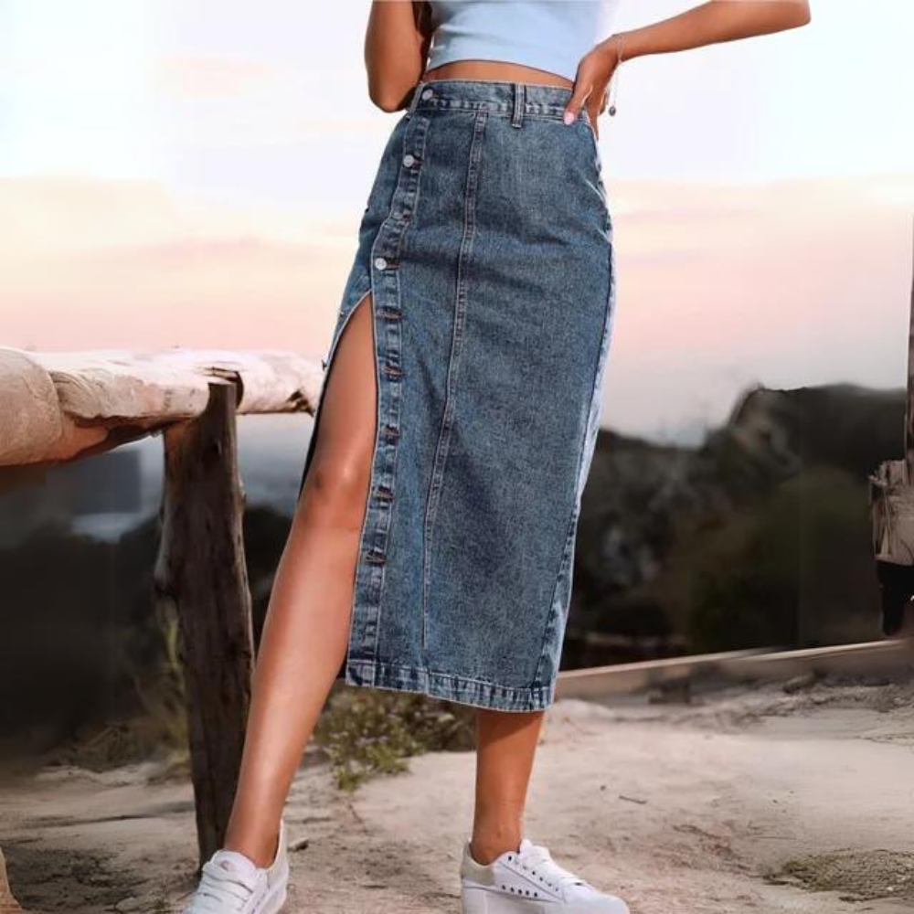 Célestine – Jupe en Jean Élégante Femme Casual Chic 3