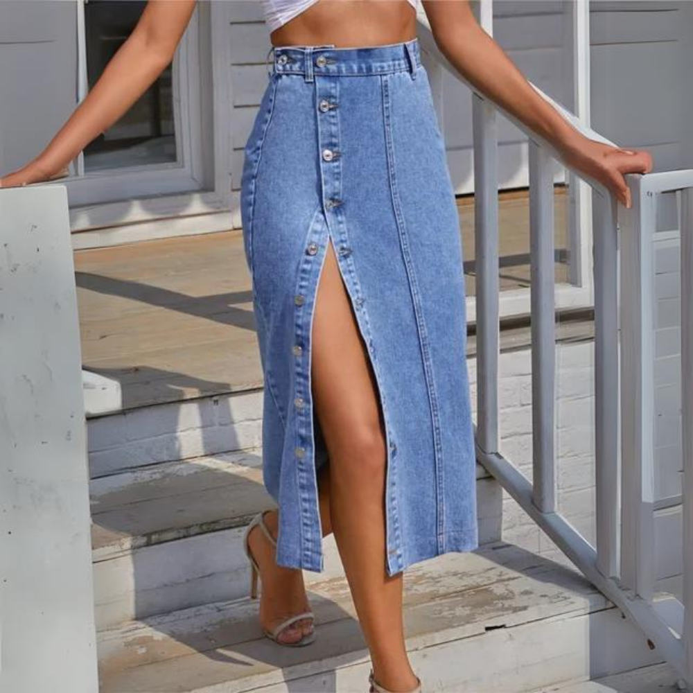 Célestine – Jupe en Jean Élégante Femme Casual Chic 4