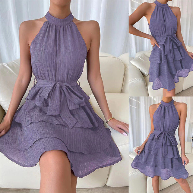 Célia - Robe femme plissée avec dos-nu Lila