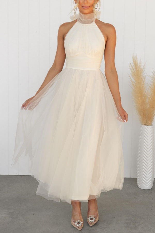 Camille - Robe de soirée à paillettes scintillantes Crème