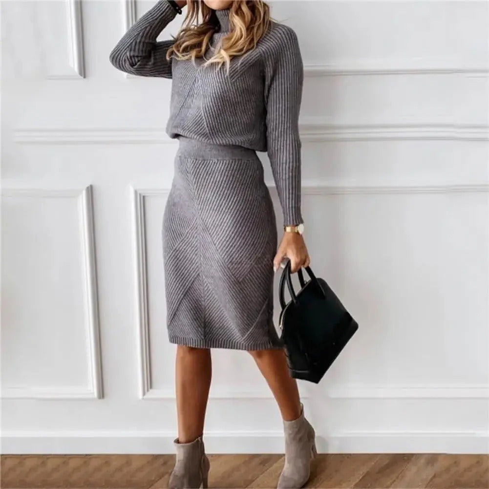 Capucine - Ensemble pull-jupe tendance pour femme Gris