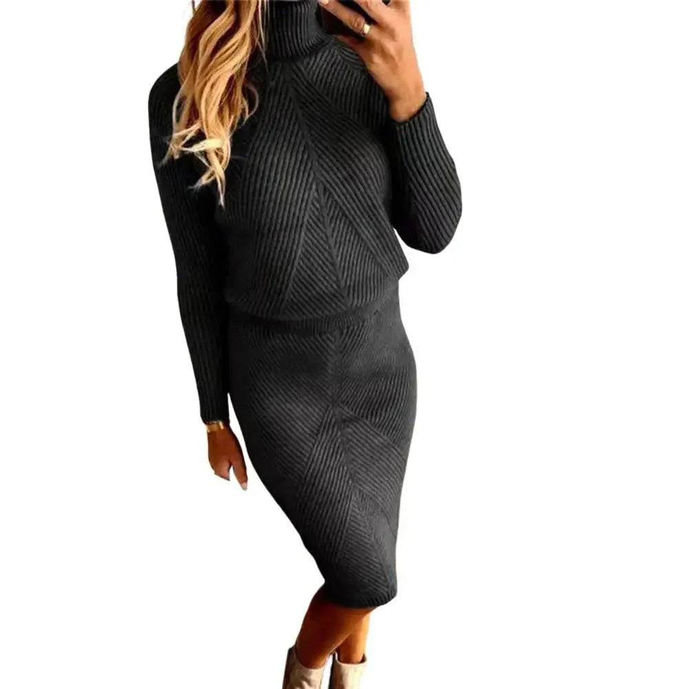 Capucine - Ensemble pull-jupe tendance pour femme Noir