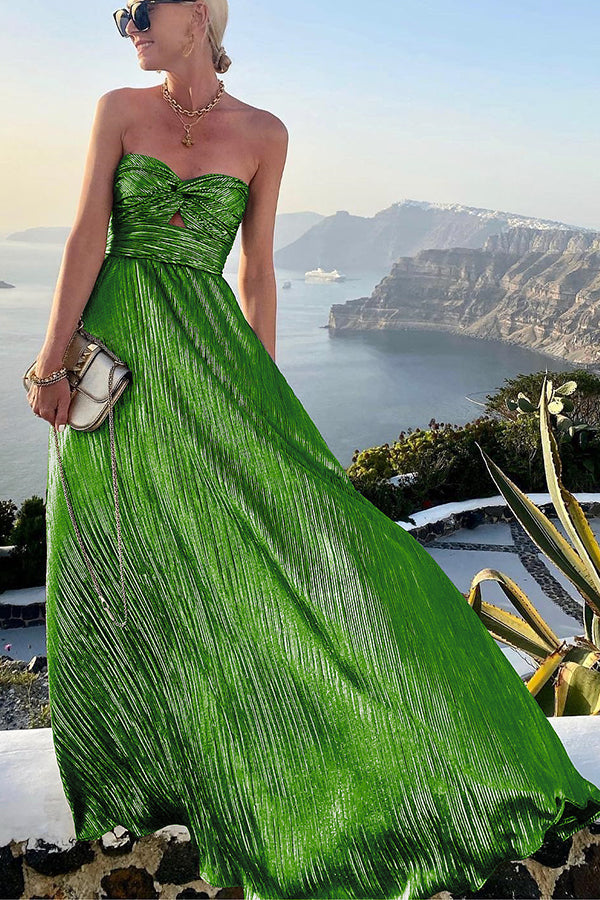 Charlotte - Robe femme maxi épaules nues Vert 1