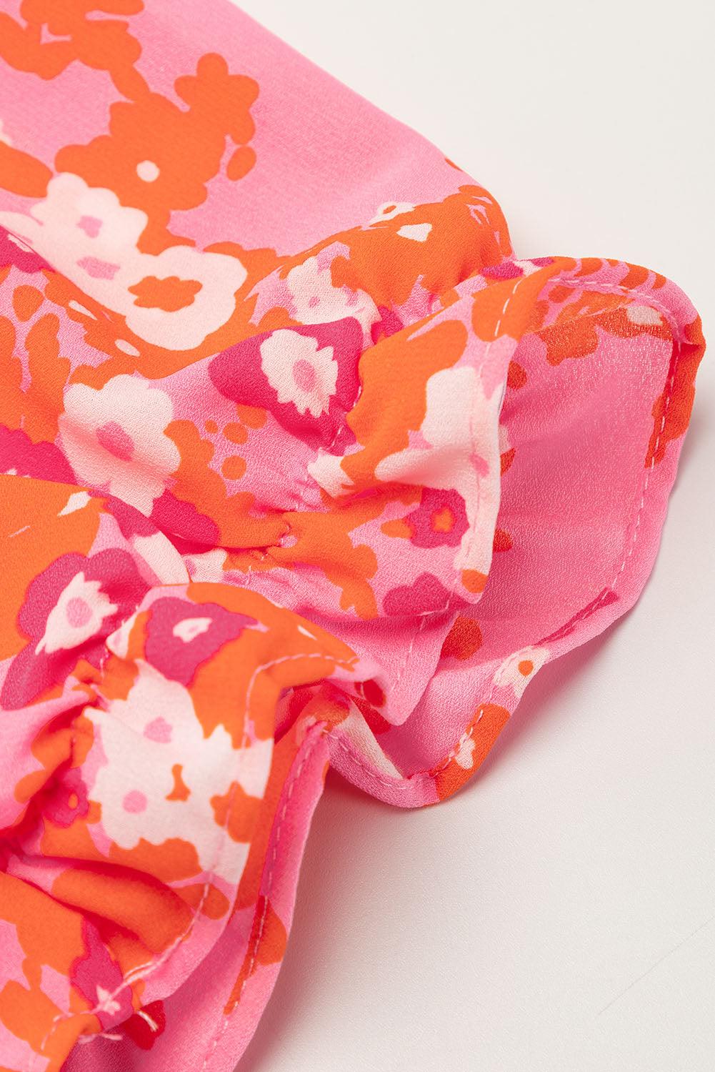Gwenaëlle - Robe rose chic à volants et col en V