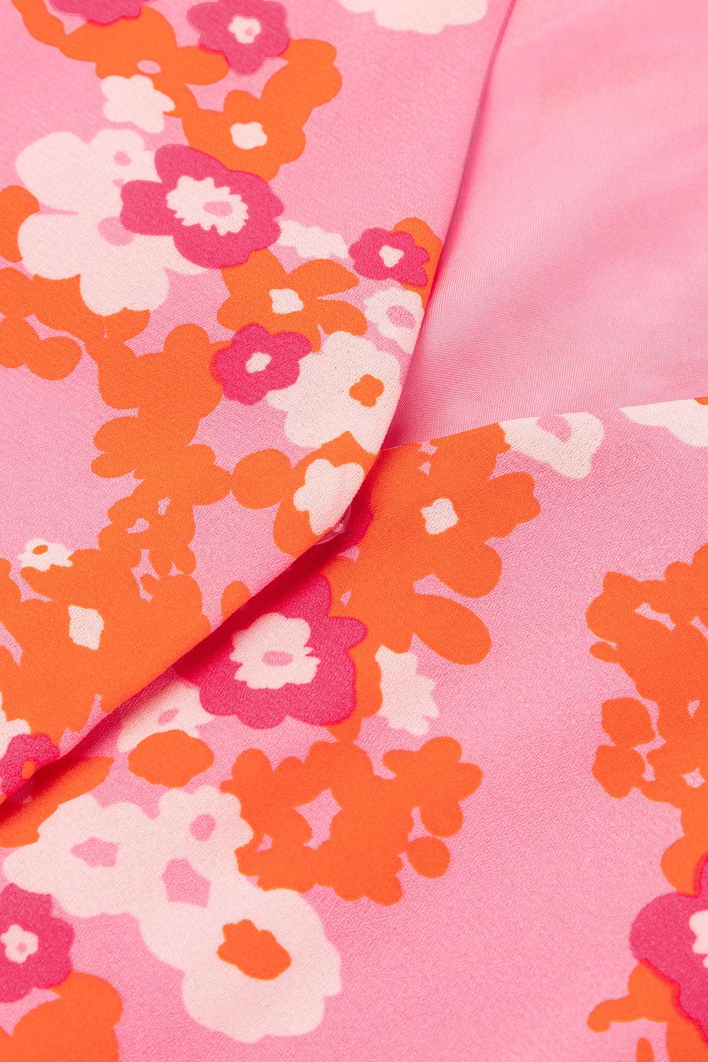 Gwenaëlle - Robe rose chic à volants et col en V